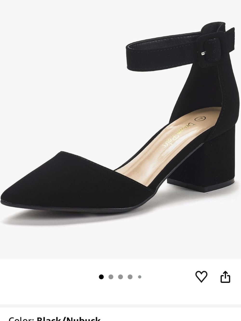 Dream Pairs Women's Black/Nubuck Heels Pointed Toe Size 8